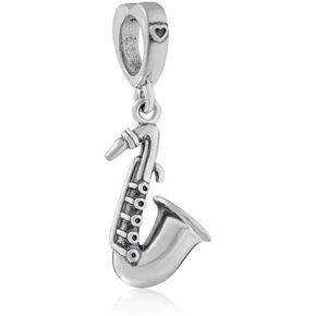 Sax Charm Music Charm 925 Sterling Silver Saxophone Bead Fit Original Bracelet