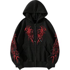 SHENHE Men's Zip Up Graphic Hoodie Long Sleeve Drawstring Thermal Jacket Sweatshirt