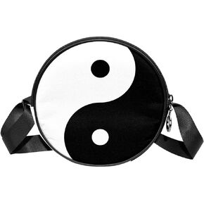 DEYYA Round Crossbody Yin Yang Trans Print Shoulder Bag Top Handle Tote Handbag Bag for Women