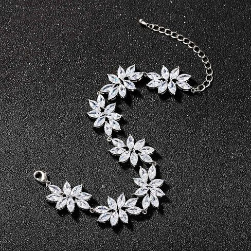 SWEETV Bridal Bracelets for Wedding, Crystal Cubic Zirconia Bracelets for Wedding Prom, Bridal Wedding Gifts in Saudi Arabia