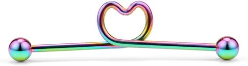 6 قطع من أقراط الحديد الصناعية من Ruifan المصنوعة من الفولاذ المقاوم للصدأ مقاس 14 أقراط غضروفية ثقب الجسم 1 1/2 بوصة (38 مم) - مستقيم، ملفوف، مموج، ملتوي، حلزوني، قلب in Kuwait