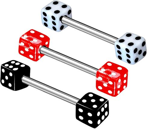 3 قطعة 14 جرام 14 قياس 1.6 مللي متر حلقة اللسان الفولاذية مستقيم الحديد النرد شريط اللسان مجموعة ثقب الجسم in Kuwait