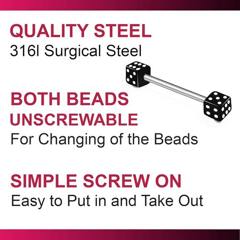 3 قطعة 14 جرام 14 قياس 1.6 مللي متر حلقة اللسان الفولاذية مستقيم الحديد النرد شريط اللسان مجموعة ثقب الجسم in Kuwait