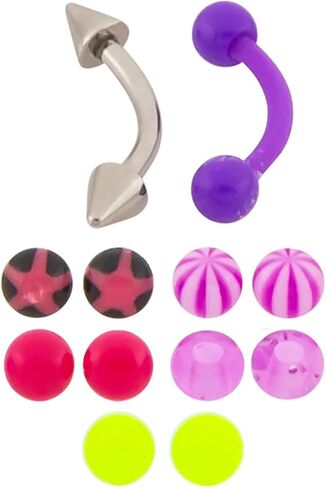 مجموعة أقراط بيلاتي المنحنية 16 جم - مجوهرات الأثقال المنحنية المضادة للحساسية (اختر اللون) in Kuwait