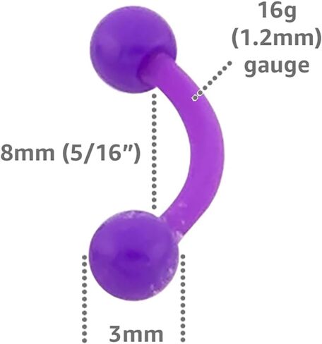 مجموعة أقراط بيلاتي المنحنية 16 جم - مجوهرات الأثقال المنحنية المضادة للحساسية (اختر اللون) in Kuwait
