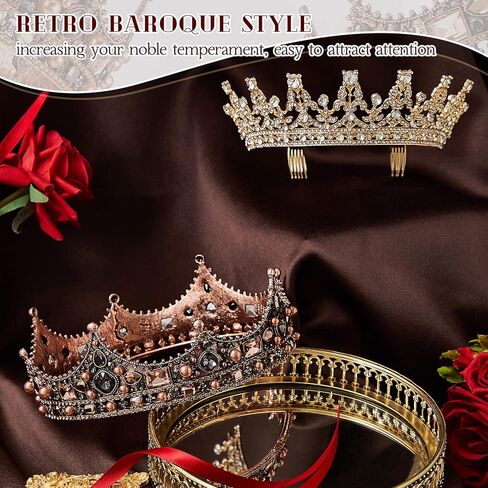 Juexica 2 قطعة تيجان الملك للرجال تاج وتاج للنساء الباروك خمر عقال لحفلة عيد الهالوين حفلة موسيقية (فضية) in Kuwait