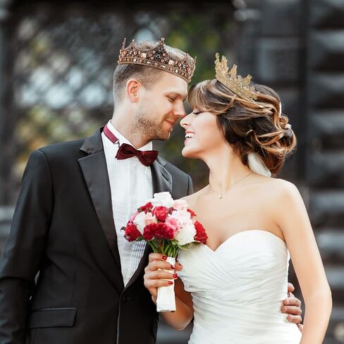 Juexica 2 قطعة تيجان الملك للرجال تاج وتاج للنساء الباروك خمر عقال لحفلة عيد الهالوين حفلة موسيقية (فضية) in Kuwait