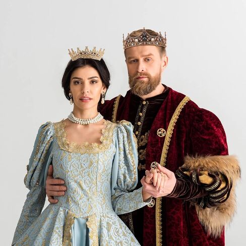 Juexica 2 قطعة تيجان الملك للرجال تاج وتاج للنساء الباروك خمر عقال لحفلة عيد الهالوين حفلة موسيقية (فضية) in Kuwait