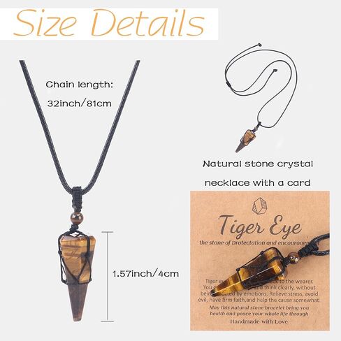 عقد من الكريستال العلاجي من MOZAKA للرجال والنساء بحبل أسود قابل للتعديل من الأحجار الكريمة الطبيعية وقلادات مجوهرات هدية in Kuwait