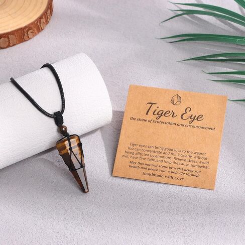 عقد من الكريستال العلاجي من MOZAKA للرجال والنساء بحبل أسود قابل للتعديل من الأحجار الكريمة الطبيعية وقلادات مجوهرات هدية in Kuwait