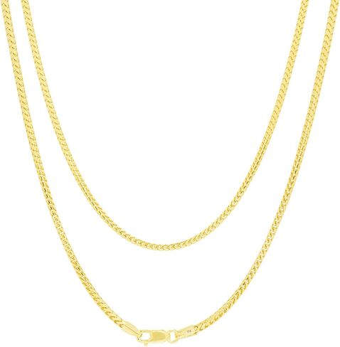Nuragold 10k Yellow Gold 1.7mm Solid Franco Diamond Cut Wheat Spiga Foxtail Chain Necklace, Mens Jewelry Lobster Clasp 16" 18" 20" 22" 24" 26" in Saudi Arabia