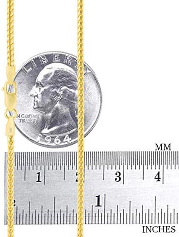 Nuragold 10k Yellow Gold 1.7mm Solid Franco Diamond Cut Wheat Spiga Foxtail Chain Necklace, Mens Jewelry Lobster Clasp 16" 18" 20" 22" 24" 26" in Saudi Arabia