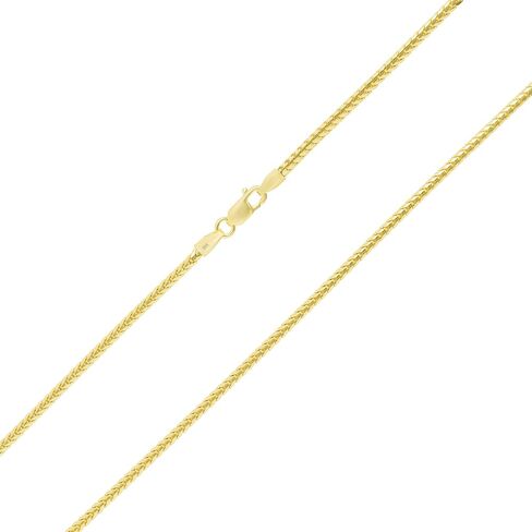 Nuragold 10k Yellow Gold 1.7mm Solid Franco Diamond Cut Wheat Spiga Foxtail Chain Necklace, Mens Jewelry Lobster Clasp 16" 18" 20" 22" 24" 26" in Saudi Arabia