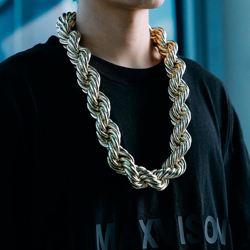 OYOGAA Gold Rope Chain For Men,30MM/20MM Gold Rope Chain Thick Heavy Huge Chunky Necklace Chain Hip Hop Old School Dookie Rapper Chain 30inch in Kuwait