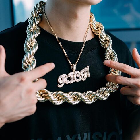 OYOGAA Gold Rope Chain For Men,30MM/20MM Gold Rope Chain Thick Heavy Huge Chunky Necklace Chain Hip Hop Old School Dookie Rapper Chain 30inch in Kuwait
