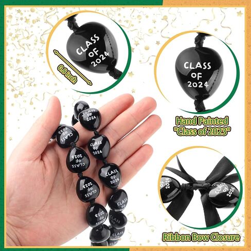 Junkin 2 قطعة التخرج Leis فئة 2024 Kukui Nut Leis الخرز القلائد اليدوية الشريط Leis مضفر قلادة مكتنزة الاكريليك قلادة هاواي هدية التخرج in Saudi Arabia