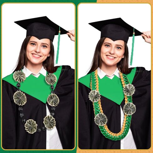 Junkin 2 قطعة التخرج Leis فئة 2024 Kukui Nut Leis الخرز القلائد اليدوية الشريط Leis مضفر قلادة مكتنزة الاكريليك قلادة هاواي هدية التخرج in Saudi Arabia