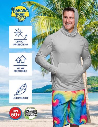 بانانا بوت تي شيرت رجالي طويل الاكمام بعامل حماية من الاشعة فوق البنفسجية 50+ مقاوم للماء | حماية من الاشعة فوق البنفسجية | مقاوم للرياح | جيد التهوية | تي شيرت اداء in Kuwait