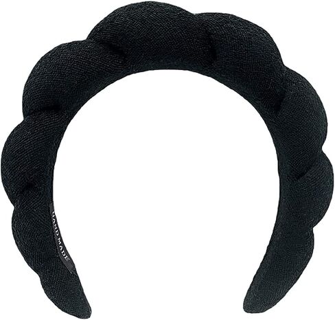 Skincare Headband for Women, Spa Headband, Makeup Headband for Washing Face, Soft Towel Headband for Facial Mask, Cute Hairband for Shower (Black) in Saudi Arabia