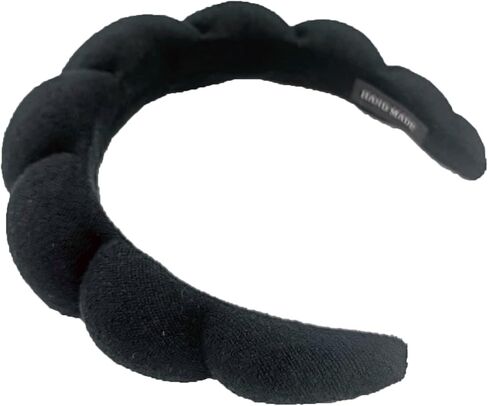 Skincare Headband for Women, Spa Headband, Makeup Headband for Washing Face, Soft Towel Headband for Facial Mask, Cute Hairband for Shower (Black) in Saudi Arabia
