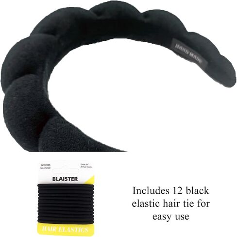 Skincare Headband for Women, Spa Headband, Makeup Headband for Washing Face, Soft Towel Headband for Facial Mask, Cute Hairband for Shower (Black) in Saudi Arabia