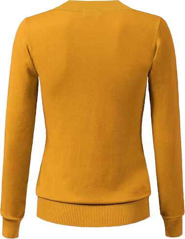 Women's V-Neck Long Sleeve Solid Basic Soft Stretch Pullover Knit Sweater in Kuwait
