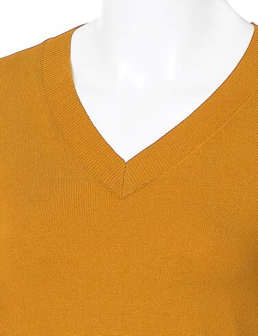 Women's V-Neck Long Sleeve Solid Basic Soft Stretch Pullover Knit Sweater in Kuwait
