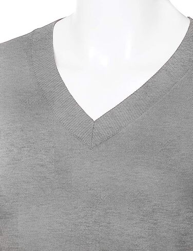 Women's V-Neck Long Sleeve Solid Basic Soft Stretch Pullover Knit Sweater in Kuwait
