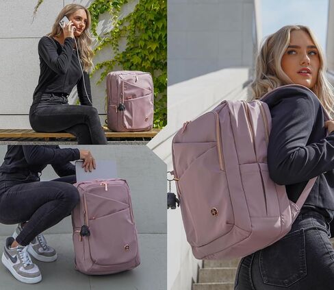 حقيبة ظهر للكمبيوتر المحمول KATY ROSE NG من Swissdigital Design للنساء، حقائب كتب جامعية مع منفذ شحن USB للعمل وحقيبة الظهر للأعمال Lotus SD1667-82 in Kuwait