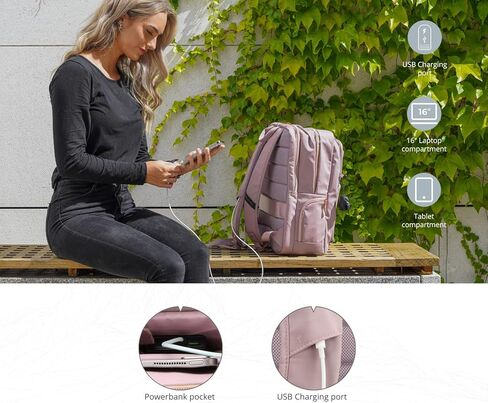 حقيبة ظهر للكمبيوتر المحمول KATY ROSE NG من Swissdigital Design للنساء، حقائب كتب جامعية مع منفذ شحن USB للعمل وحقيبة الظهر للأعمال Lotus SD1667-82 in Kuwait