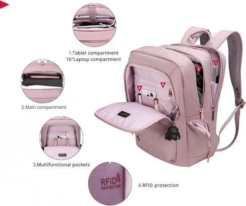 حقيبة ظهر للكمبيوتر المحمول KATY ROSE NG من Swissdigital Design للنساء، حقائب كتب جامعية مع منفذ شحن USB للعمل وحقيبة الظهر للأعمال Lotus SD1667-82 in Kuwait