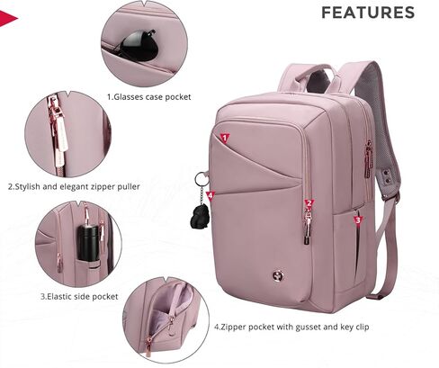 حقيبة ظهر للكمبيوتر المحمول KATY ROSE NG من Swissdigital Design للنساء، حقائب كتب جامعية مع منفذ شحن USB للعمل وحقيبة الظهر للأعمال Lotus SD1667-82 in Kuwait