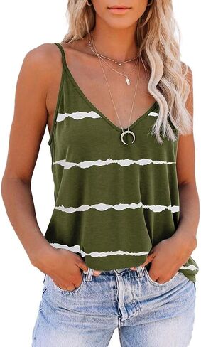 SAUKOLE Women's Adjustable Spaghetti Strap Shirts Blouse V Neck Floral Print Summer Sleeveless Casual Tank Tops in Saudi Arabia