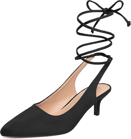 Trary Women’s Pumps Kitten Heels, Slingback Strappy Heels Closed Toe Heels Comfortable Lace Up Low Heels for Women Cute Pointed Toe Pumps Office Party Wedding Dress Shoes in Saudi Arabia