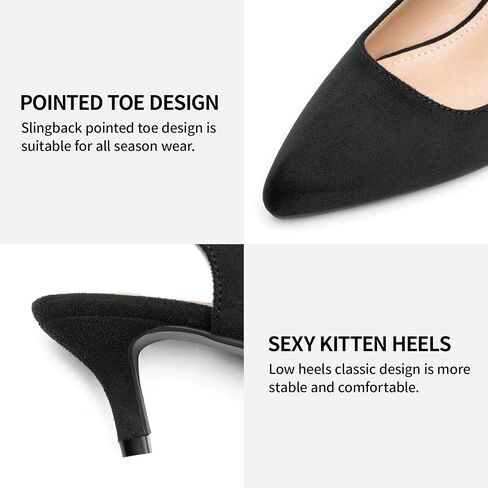 Trary Women’s Pumps Kitten Heels, Slingback Strappy Heels Closed Toe Heels Comfortable Lace Up Low Heels for Women Cute Pointed Toe Pumps Office Party Wedding Dress Shoes in Saudi Arabia