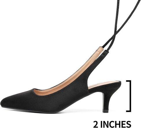 Trary Women’s Pumps Kitten Heels, Slingback Strappy Heels Closed Toe Heels Comfortable Lace Up Low Heels for Women Cute Pointed Toe Pumps Office Party Wedding Dress Shoes in Saudi Arabia