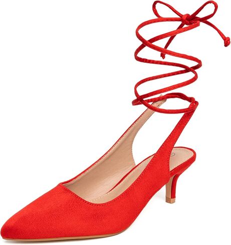 Trary Women’s Pumps Kitten Heels, Slingback Strappy Heels Closed Toe Heels Comfortable Lace Up Low Heels for Women Cute Pointed Toe Pumps Office Party Wedding Dress Shoes in Saudi Arabia