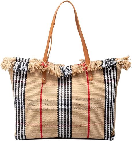 Tote Bag for Women Cute Canvas Shoulder Bag Summer Vibe Beach Bag Casual Handbag Bohemian Hobo Bag with Tassels in Saudi Arabia