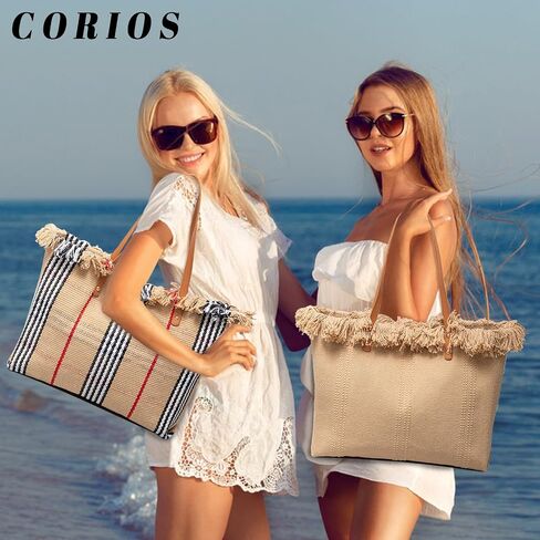 Tote Bag for Women Cute Canvas Shoulder Bag Summer Vibe Beach Bag Casual Handbag Bohemian Hobo Bag with Tassels in Saudi Arabia