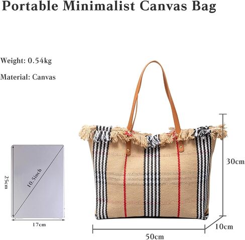Tote Bag for Women Cute Canvas Shoulder Bag Summer Vibe Beach Bag Casual Handbag Bohemian Hobo Bag with Tassels in Saudi Arabia