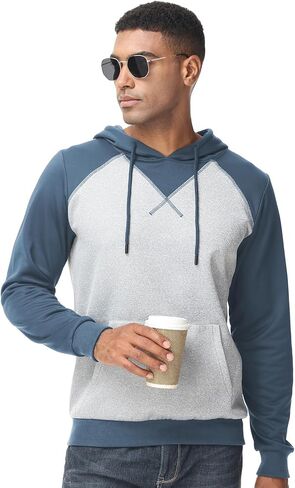 بلوفر YuKaiChen للرجال بقلنسوة، سويت شيرت بقلنسوة للتمرين واللياقة البدنية مع غطاء رأس بشعار رجالي بجيب الكنغر in Kuwait