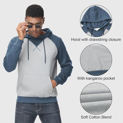 بلوفر YuKaiChen للرجال بقلنسوة، سويت شيرت بقلنسوة للتمرين واللياقة البدنية مع غطاء رأس بشعار رجالي بجيب الكنغر in Kuwait