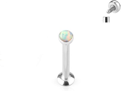 16 قرص مسطح من أوبال لابريت مرصع داخليًا من الفولاذ الجراحي 316L لغضروف الأذن والذقن (اختر الحجم واللون) in Kuwait