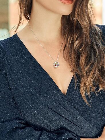 Gem Stone King 925 Sterling Silver Customized and Personalized Round Gemstone Birthstone 3 Stone Circle Pendant Necklace For Women With 18 Inch Silver Chain in Saudi Arabia