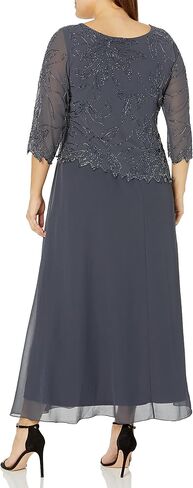 J Kara Women's Plus Size 3/4 Sleeve Long Beaded Floral Design Dress in Saudi Arabia