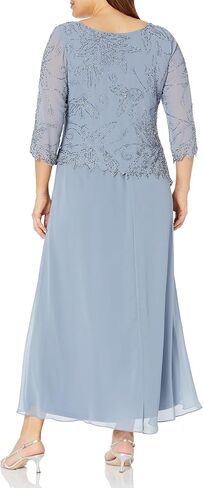 J Kara Women's Plus Size 3/4 Sleeve Long Beaded Floral Design Dress in Saudi Arabia