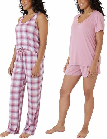 Eddie Bauer Women 4-Piece Pajama Set (as1, alpha, m, regular, regular, Tea Rose) in Saudi Arabia
