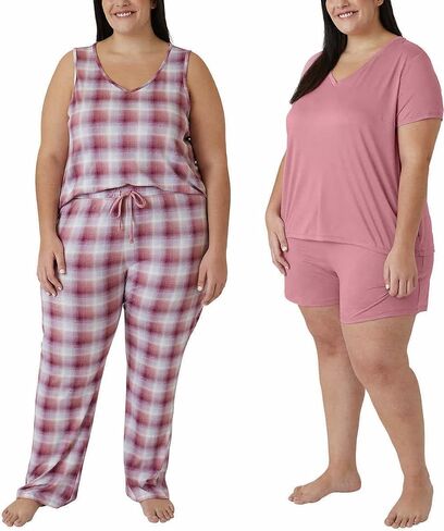 Eddie Bauer Women 4-Piece Pajama Set (as1, alpha, m, regular, regular, Tea Rose) in Saudi Arabia