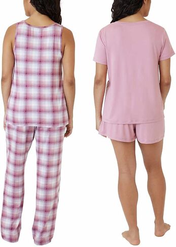 Eddie Bauer Women 4-Piece Pajama Set (as1, alpha, m, regular, regular, Tea Rose) in Saudi Arabia