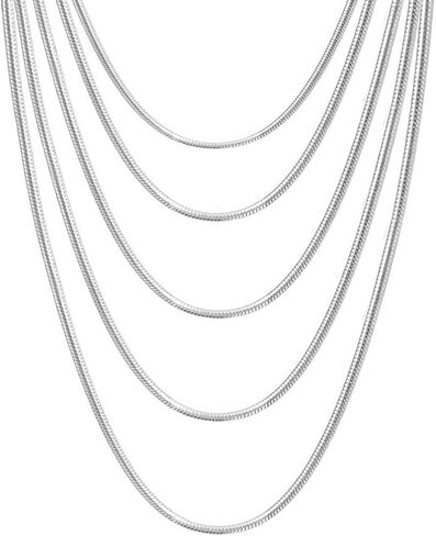 Zhx 3PCS/5PCS 925 Sterling Silver Snake Chains Necklaces 16" 18" 20" 22" 24" 26" 28" 30" in Kuwait